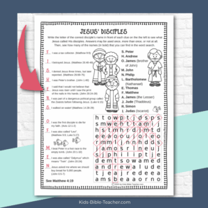 Jesus Disciples Activity Page Fun Bible Worksheet For Kids Kids Bible Teacher