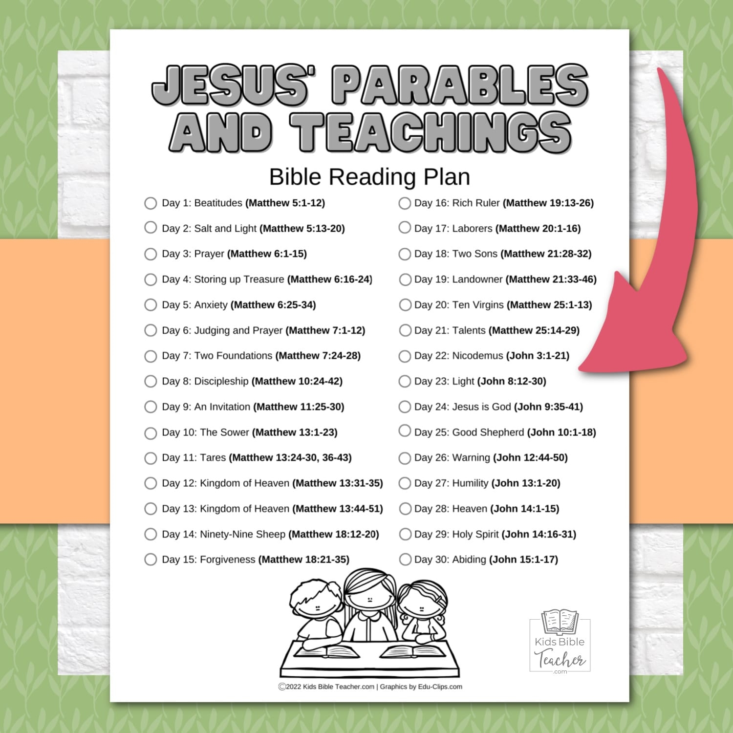 Jesus Parables And Teachings Bible Reading Plan For Kids Kids Bible Teacher