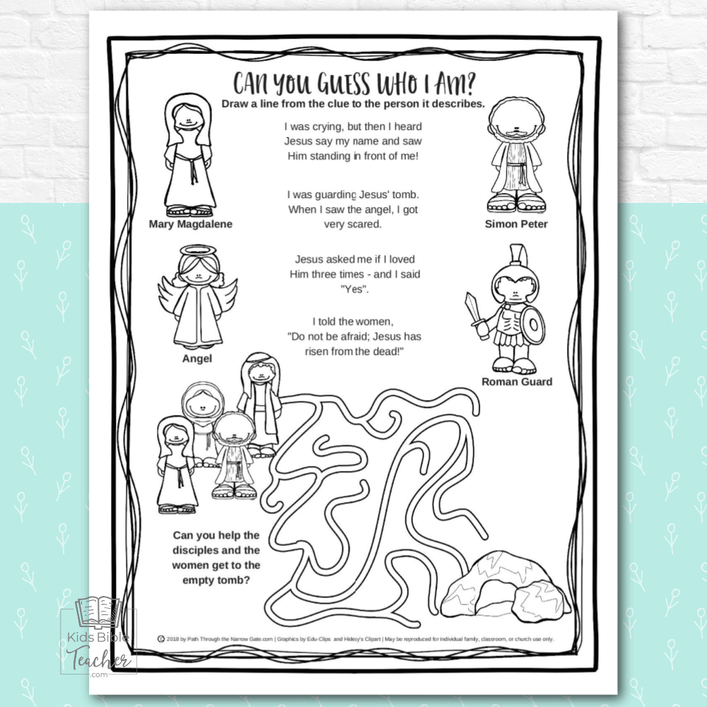 Printable Bible Lesson Activity Pages
