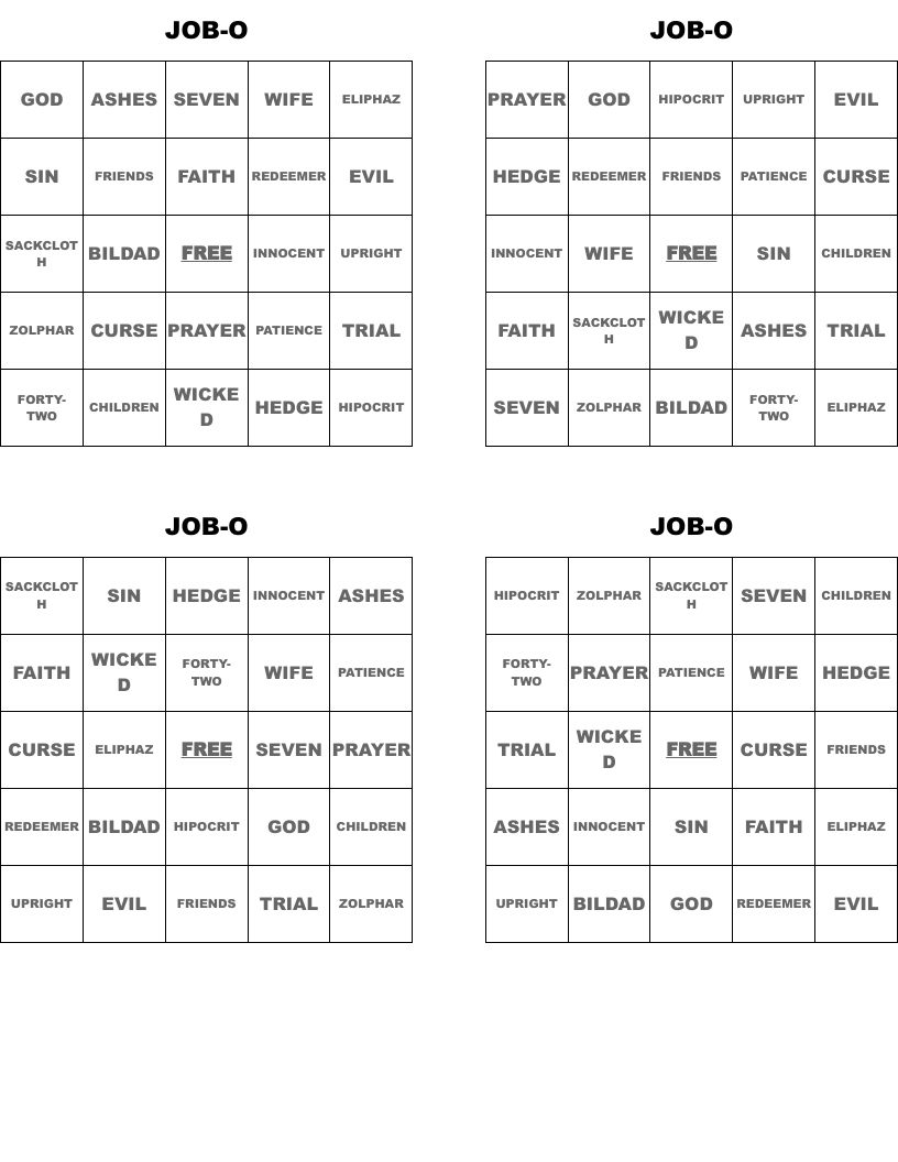 Job Bible Word Search Printable