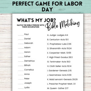 Jobs In The Bible Printable Matching Game For Church And Families Labor Day Sunday School Game Activity Match Bible People Occupations Etsy