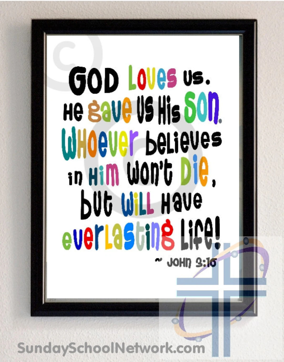 John 3 16 Printable Bible Poster Scripture Verse Kids Classroom Decoration Sunday School Wall Art Children s Ministry Bible Club Art Etsy