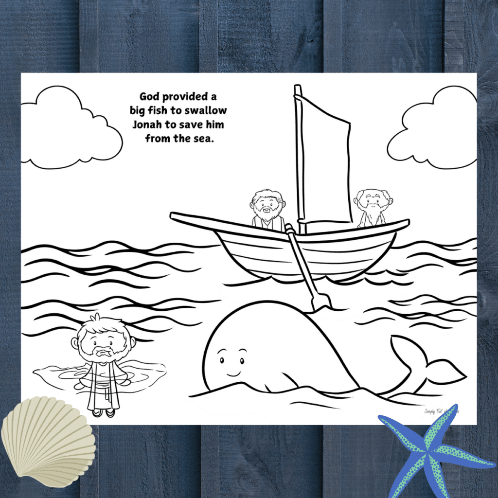 Jonah And The Big Fish Coloring Page Free Printable Simply Full Of Delight