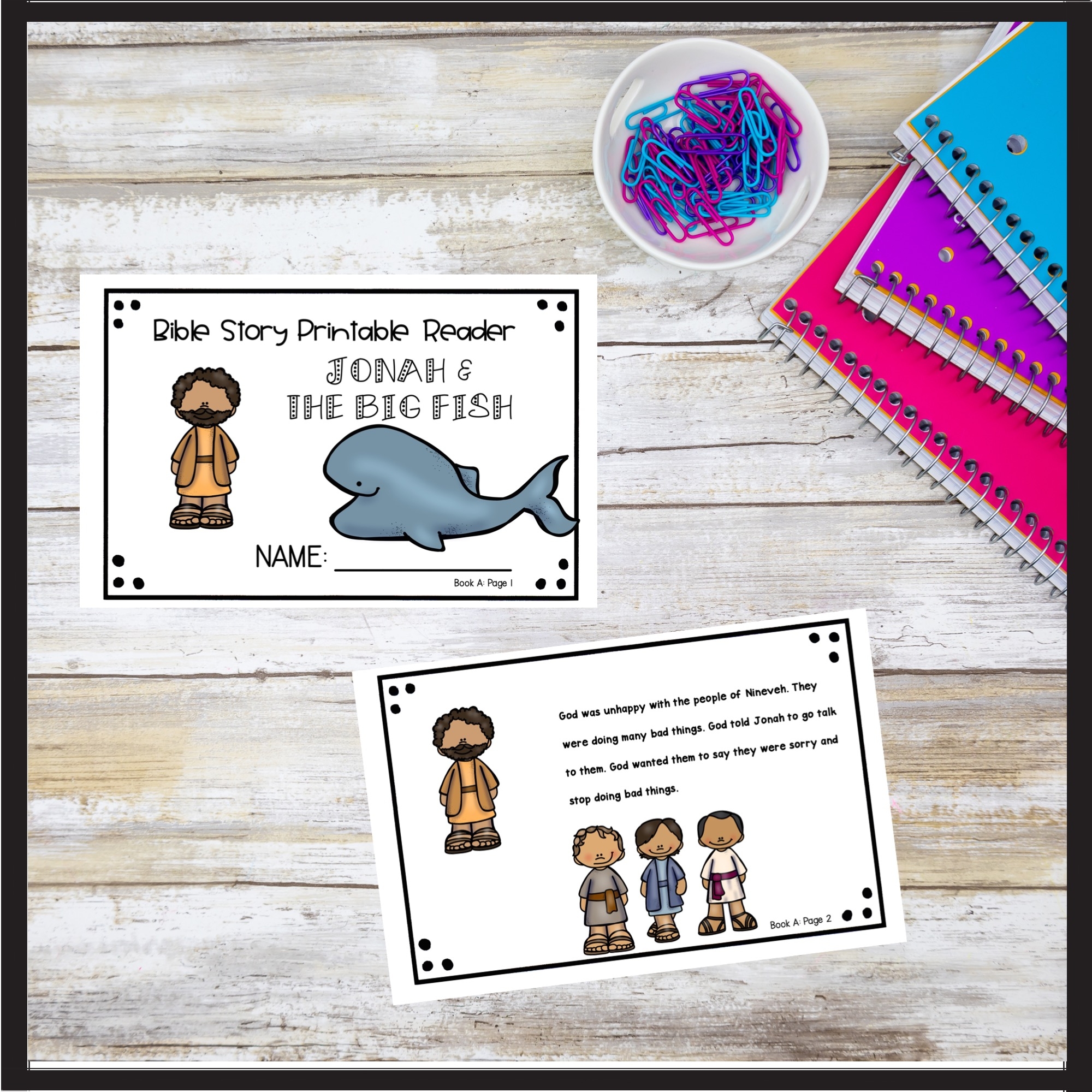 Jonah And The Big Fish Whale Bible Story Printable Reader Bible Lesson Activity Classful