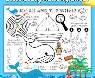 Jonah And The Whale Kids Printable Activity Sheet Bible Story Coloring Activity Page Jonah And The Whale Sunday School Activity Etsy