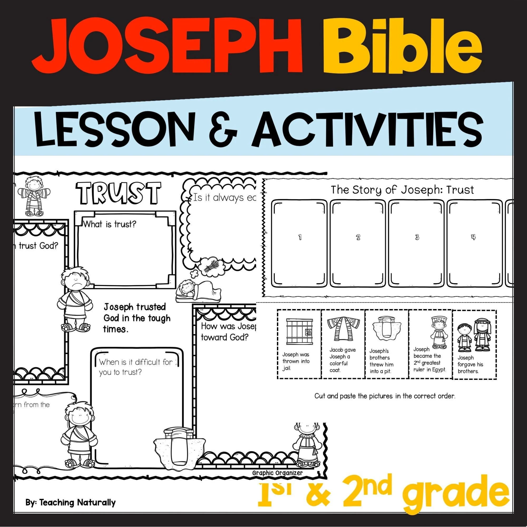 Joseph And His Coat Of Many Colors Bible Lesson With Bible Study Worksheets For Kids Etsy