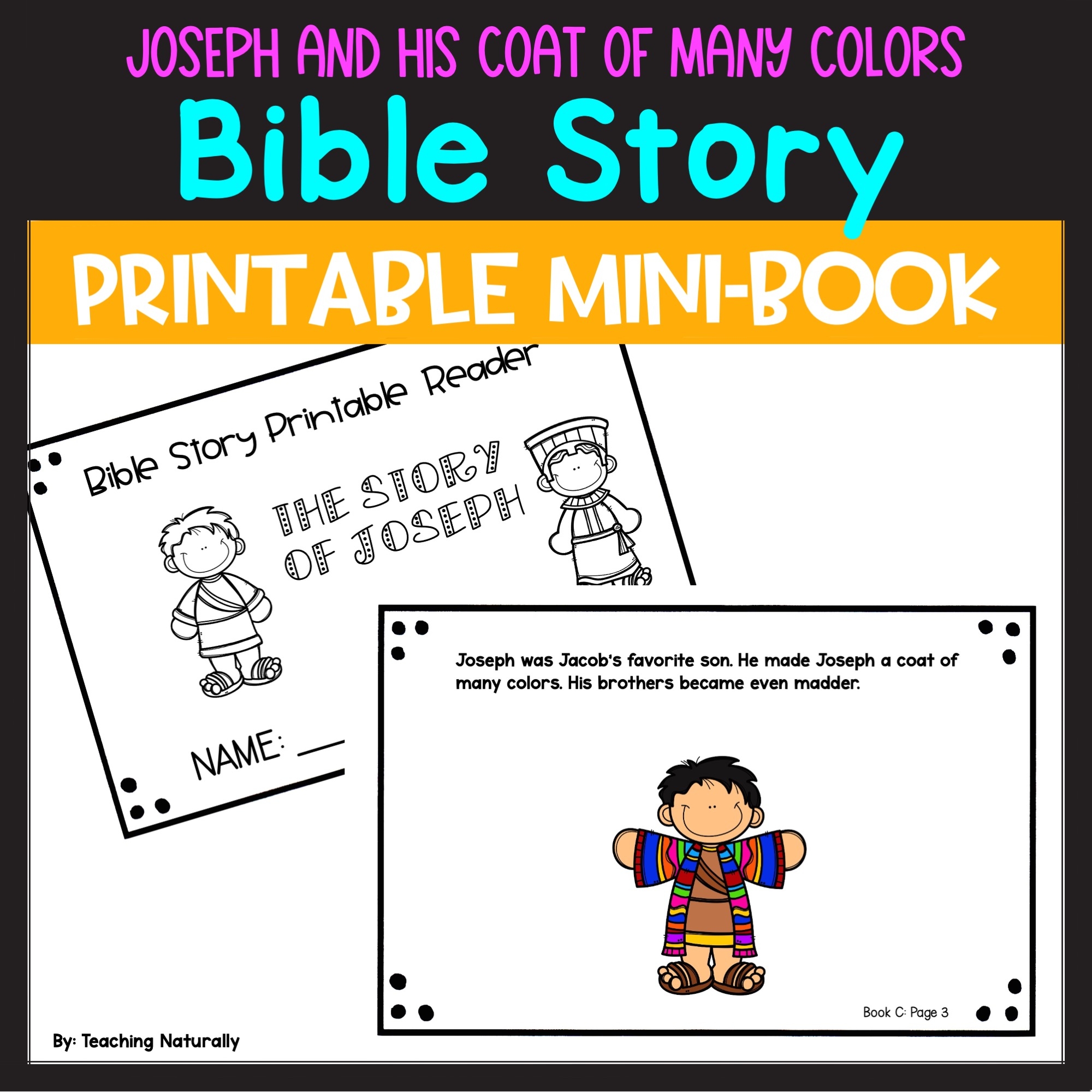 Joseph And His Coat Of Many Colors Printable Bible Mini book Made By Teachers
