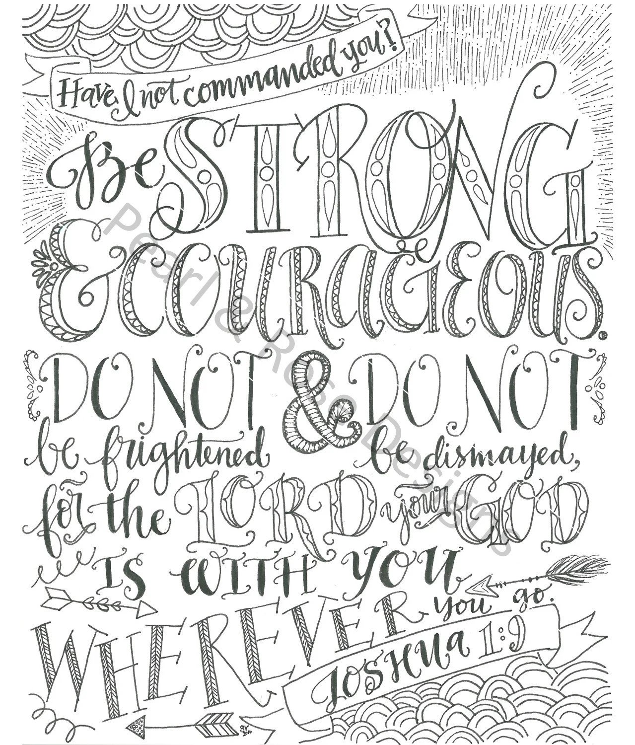 Joshua 1 9 Be Strong And Courageous Bible Verse Printable Hand 