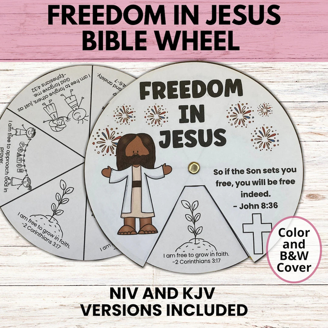 July 4th Bible Wheel Craft Lesson Freedom In Jesus 4th Of July Bible Lesson Sunday School Lesson Printable Christian Kids July 4th Craft Etsy