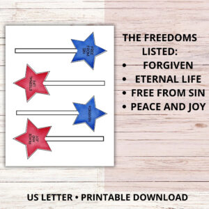 July 4th Sunday School Bible Craft Printable Independence Day DIY Children s Church Kids Freedom In Jesus Bible Printable Activity Etsy