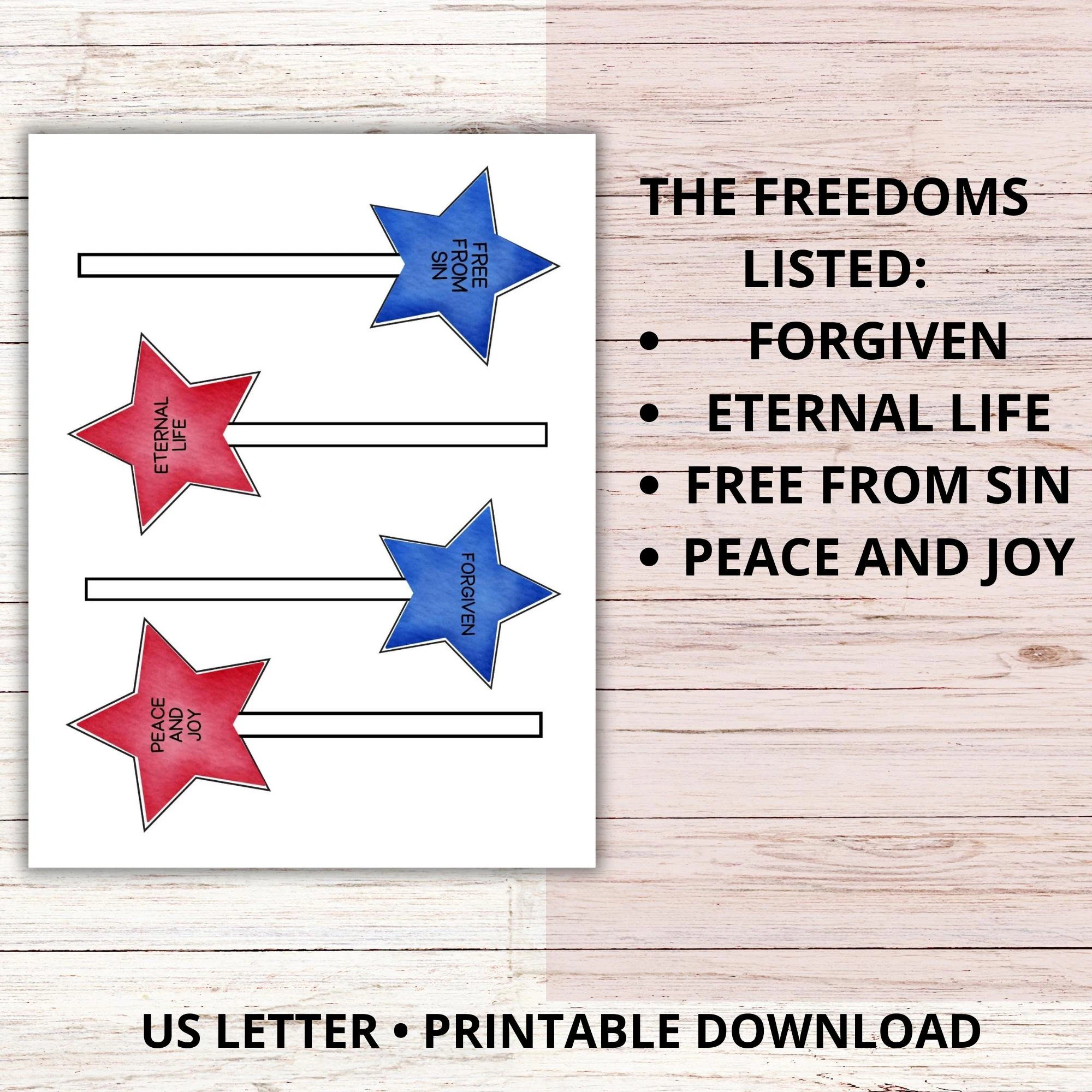 July 4th Sunday School Bible Craft Printable Independence Day DIY Children s Church Kids Freedom In Jesus Bible Printable Activity Etsy