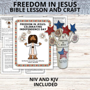 July 4th Sunday School Bible Lesson And Craft Printable Independence Day Children s Church Kids Freedom In Jesus Bible Printable Activity Etsy