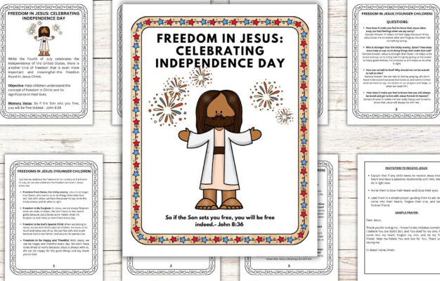 July 4th Sunday School Bible Lesson Printable Freedom In Jesus Lesson For Independence Day For Children s Church Kids Salvation Invitation Etsy