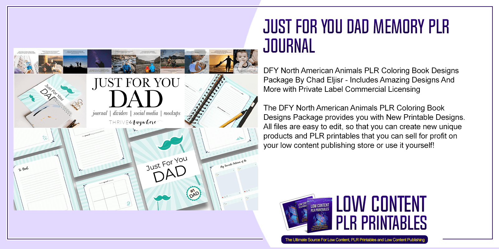 Just For You Dad Memory PLR Journal PLR Printable Journal