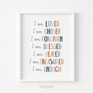 Kids Bible Affirmation Printable Wall Art I Am Blessed Loved Boho Kids Bible Verse Scripture Wall Church Nursery Sunday School Decor Etsy