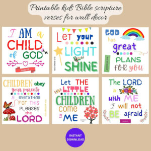 Kids Bible Affirmations Printable Bible Verses For Children Christian Kids Wall Decor Bible Verse For Babies Scripture For Nursery Etsy