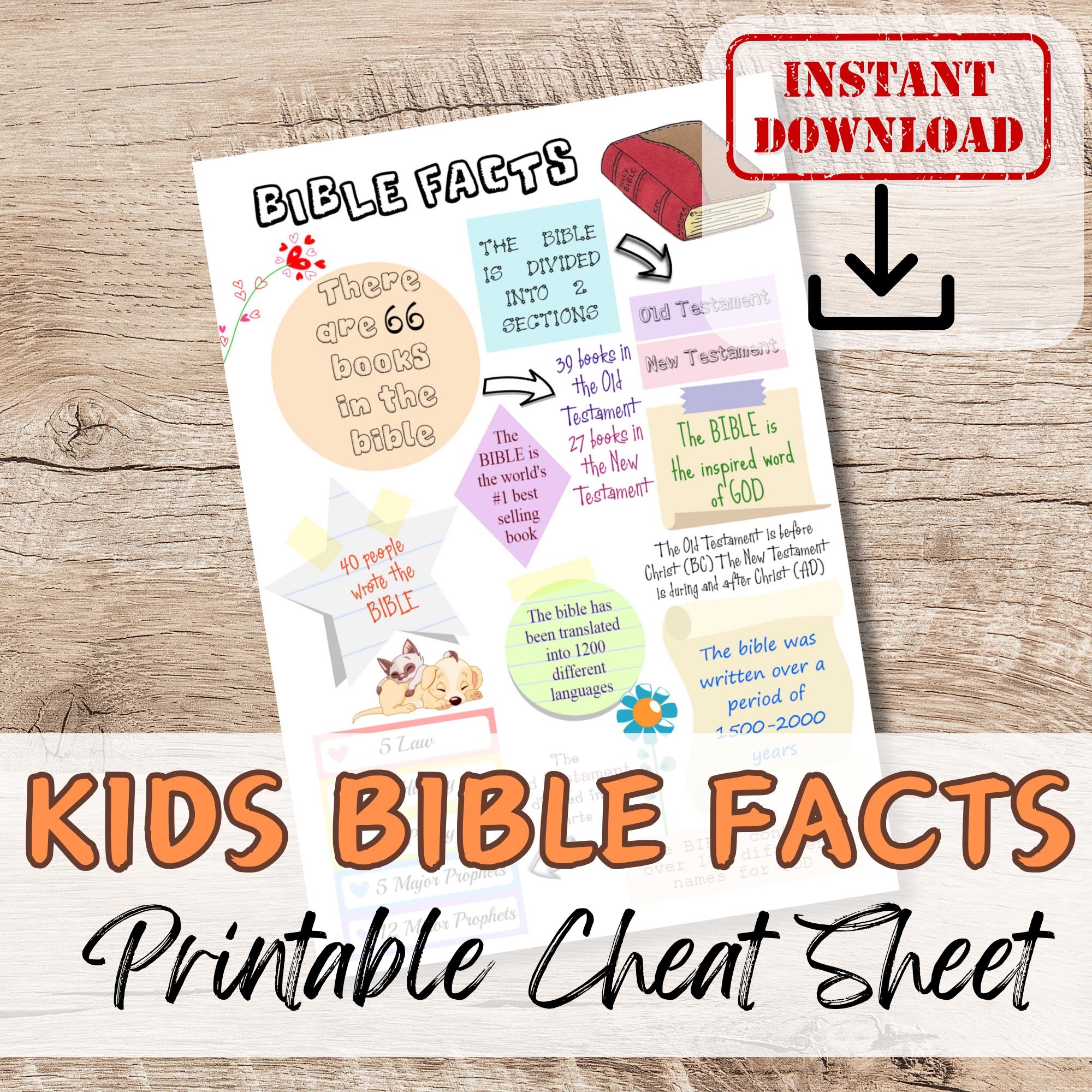 kids bible facts bible cheat sheet for kids youth and adults study guide outline overview sunday school lesson plan christian printable etsy