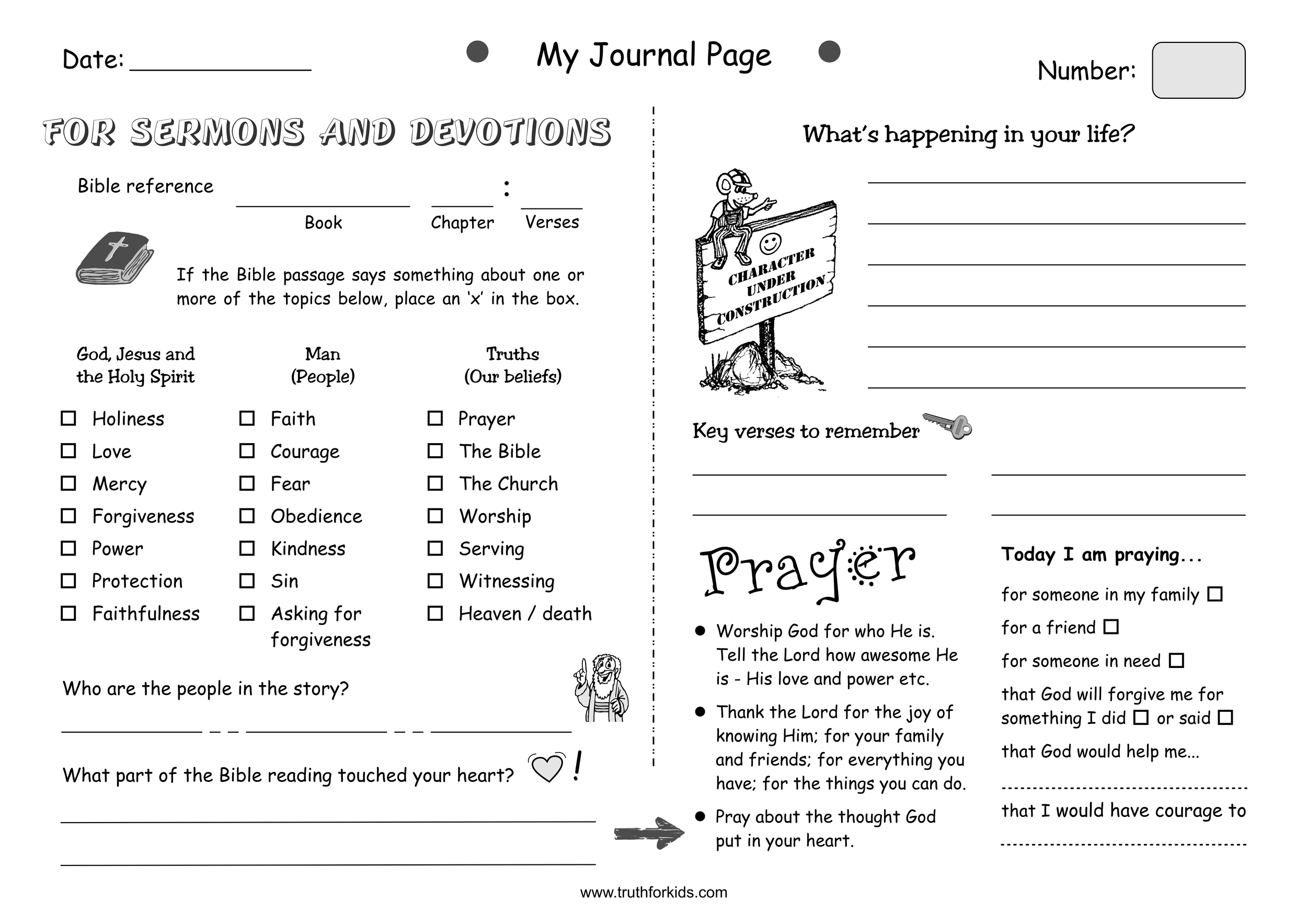 Kids Bible Journal Sermon Notes Page Free Template Truth For Kids