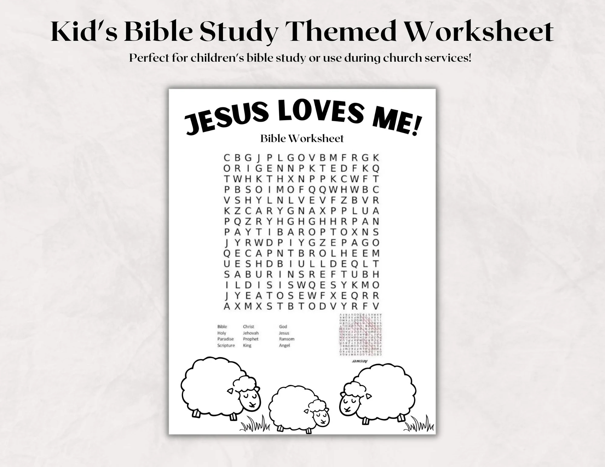 Short Bible Word Search Printable for Kids