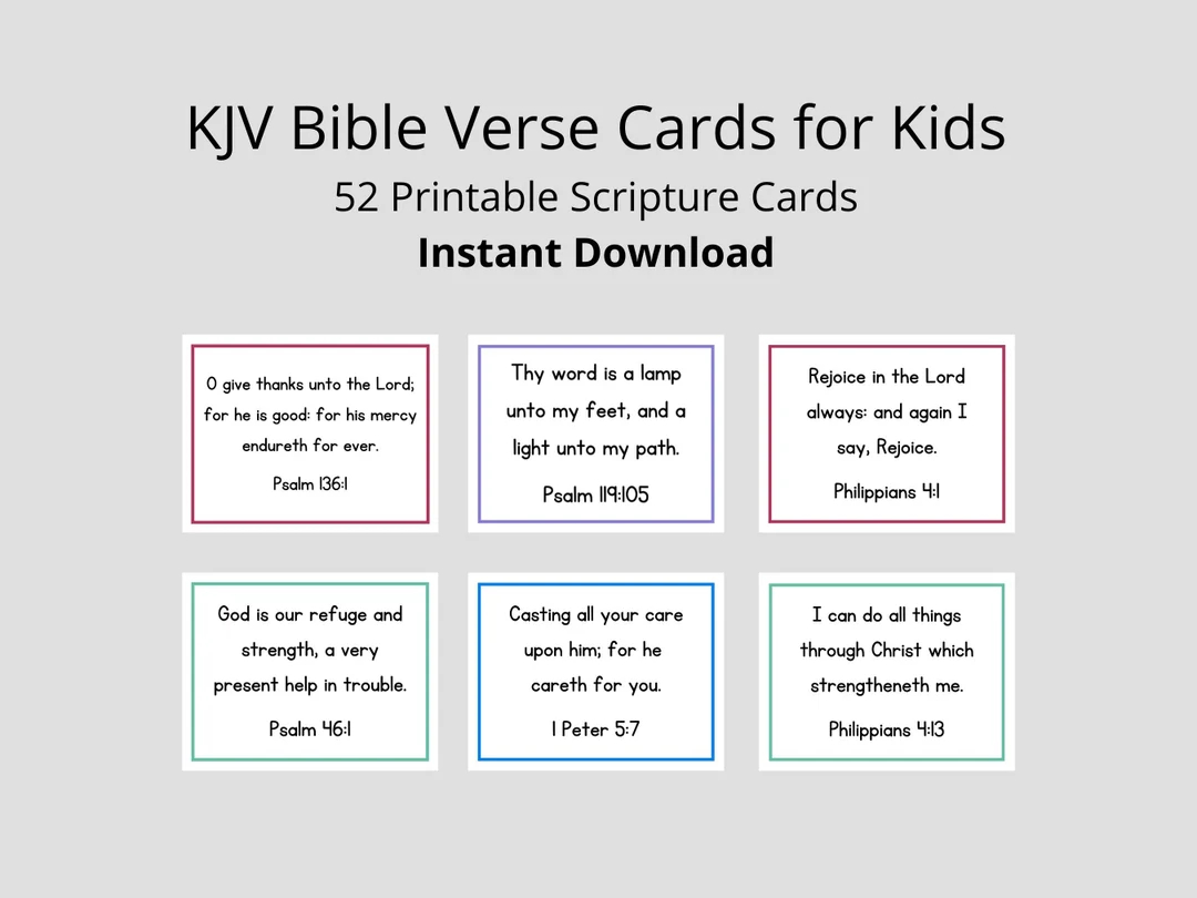 KJV Bible Verse Cards For Kids Scripture Cards For Families Etsy