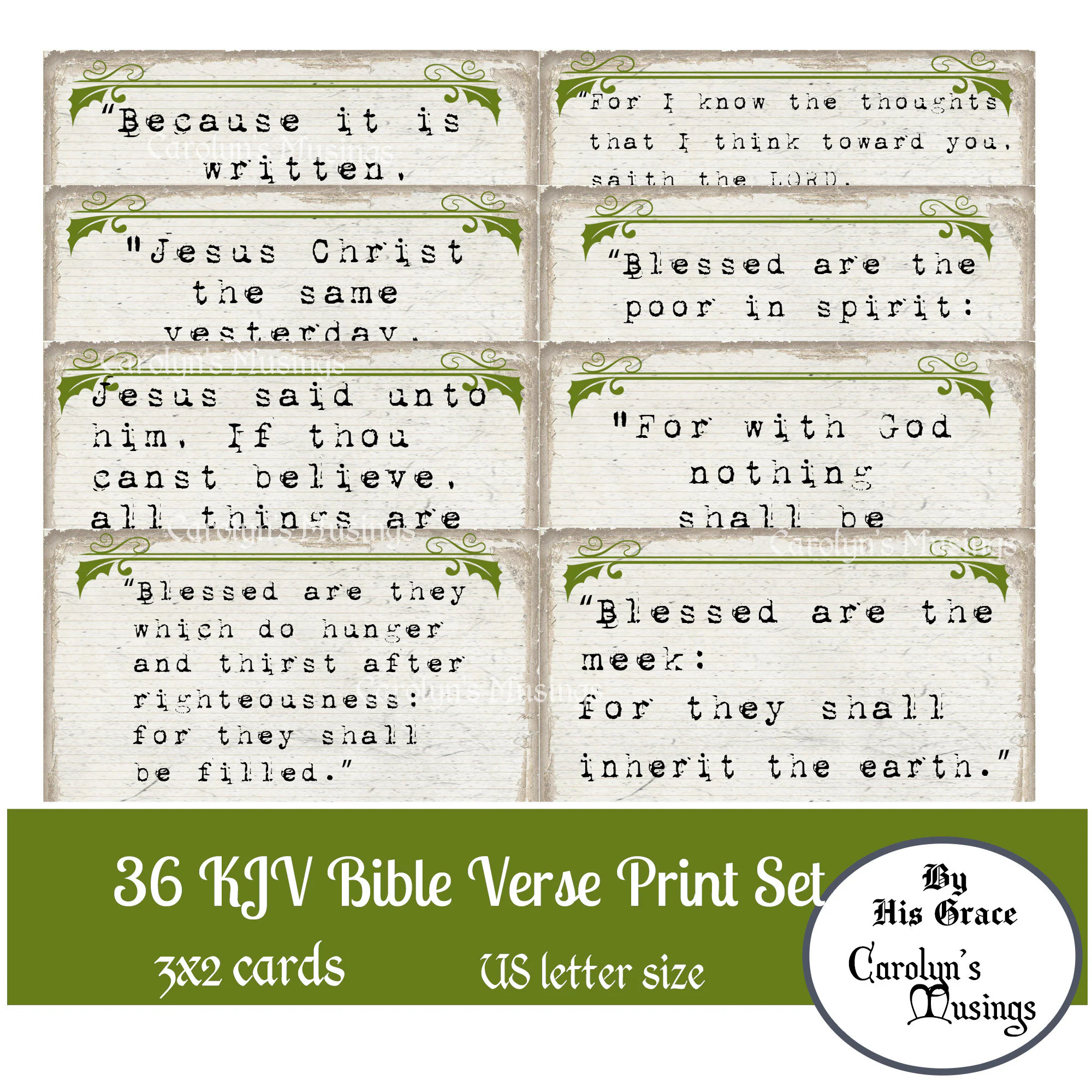 KJV Bible Verse Print Set Printable KJV Scripture Prayer Journal Bible Verse Cards Journal Supplies Etsy