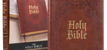 KJV Holy Bible Thinline Large Print Faux Leather Red Letter Edition Thumb Index Ribbon Marker King James Version Antiqued Brown Walmart