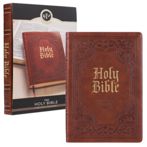 KJV Holy Bible Thinline Large Print Faux Leather Red Letter Edition Thumb Index Ribbon Marker King James Version Antiqued Brown Walmart
