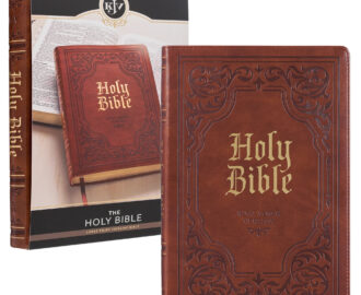 KJV Holy Bible Thinline Large Print Faux Leather Red Letter Edition Thumb Index Ribbon Marker King James Version Antiqued Brown Walmart