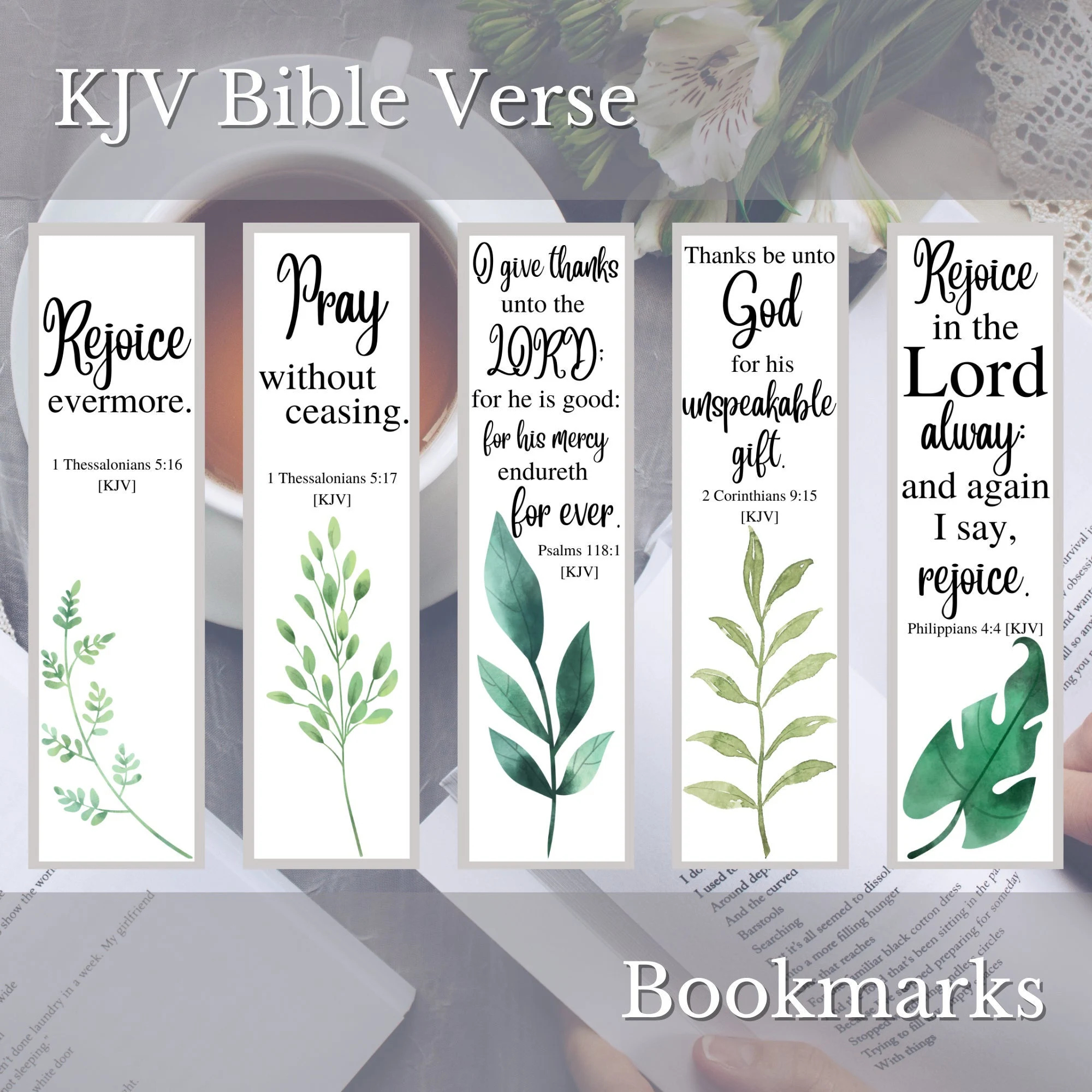 KJV Scripture Printable Bookmarks Watercolor Plant Bookmarks Christian Bookmarks Bible Verse Book Marks Set Of 5 Digital Download Etsy