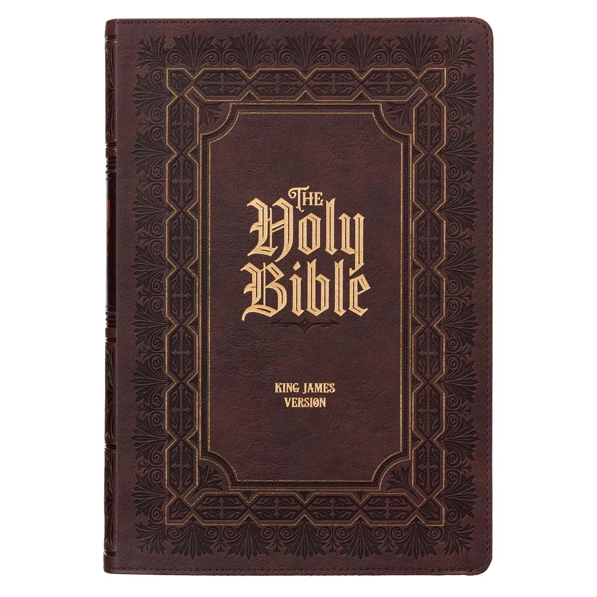 KJV Study Bible Large Print King James Version Holy Bible Thumb Tabs Ribbons Faux Leather Dark Brown Debossed Hardcover Walmart