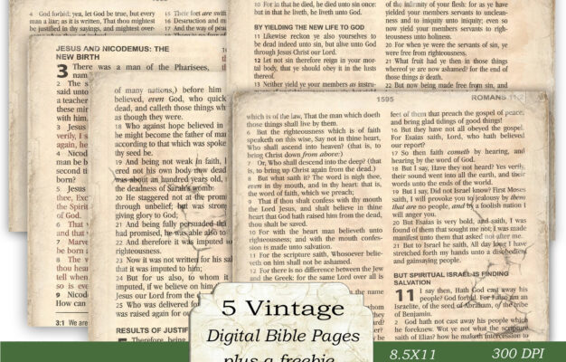 KJV Vintage Bible Papers Prayer Journal Printable Faith Journal