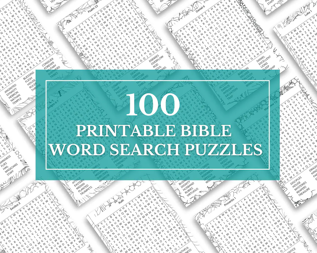 Large Print Bible Word Search 100 Christian Puzzles digital Download Etsy