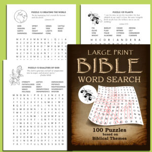 Large Print Bible Word Search 100 Puzzles Based On Various Biblical Themes With Solutions Etsy