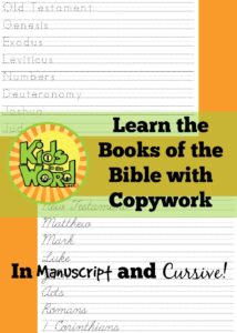 Learn The Books Of The Bible With Copywork