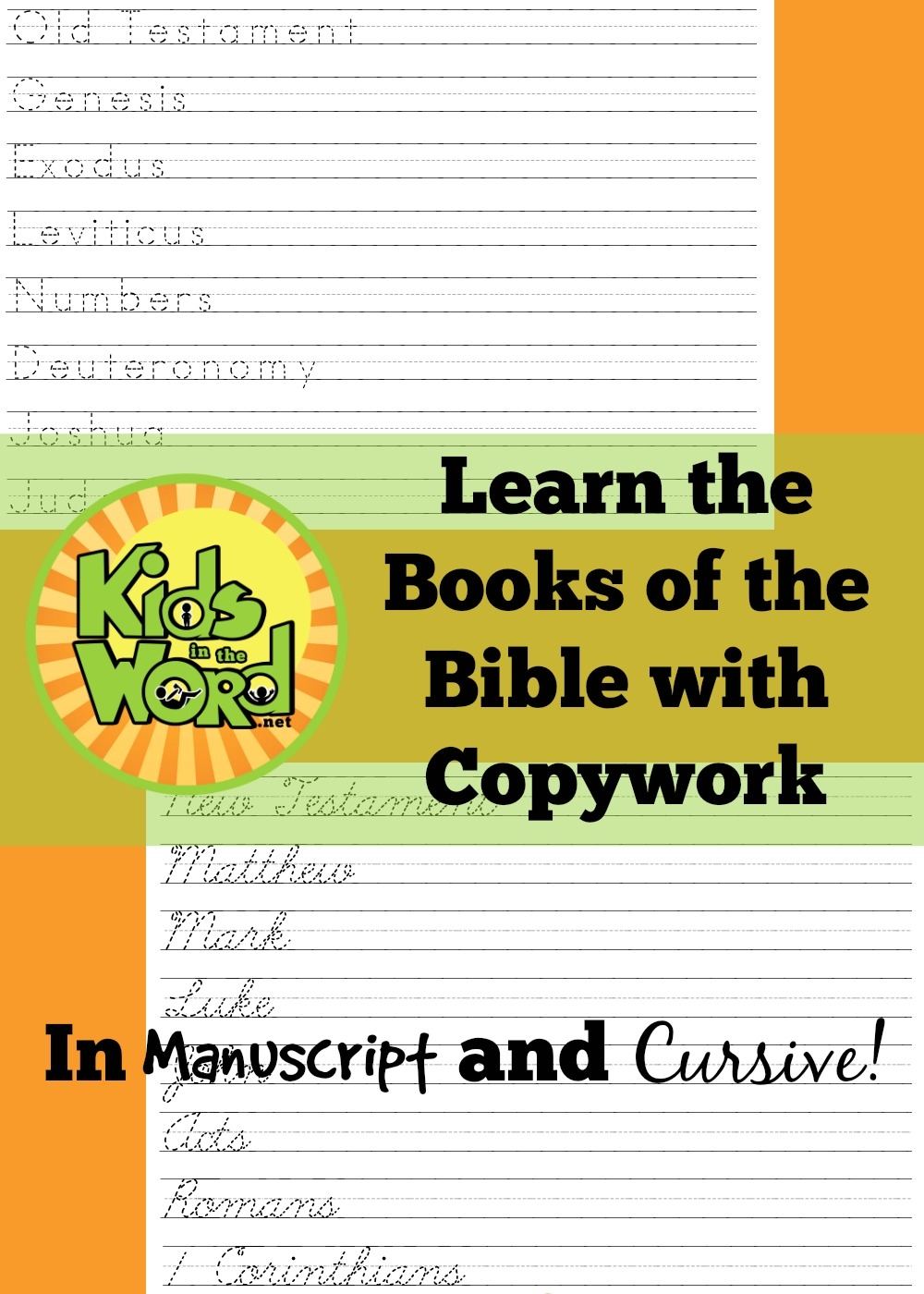 Learn The Books Of The Bible With Copywork