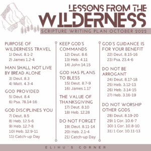 Lessons From The Wilderness Scripture Writing Plan October 2022 Elihu s Corner