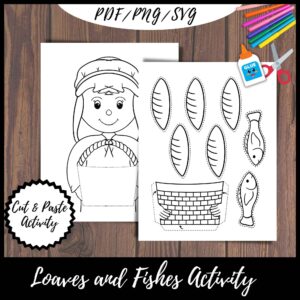 loaves and fishes bible activity bible craft sunday school cut and paste christian printab made by teachers