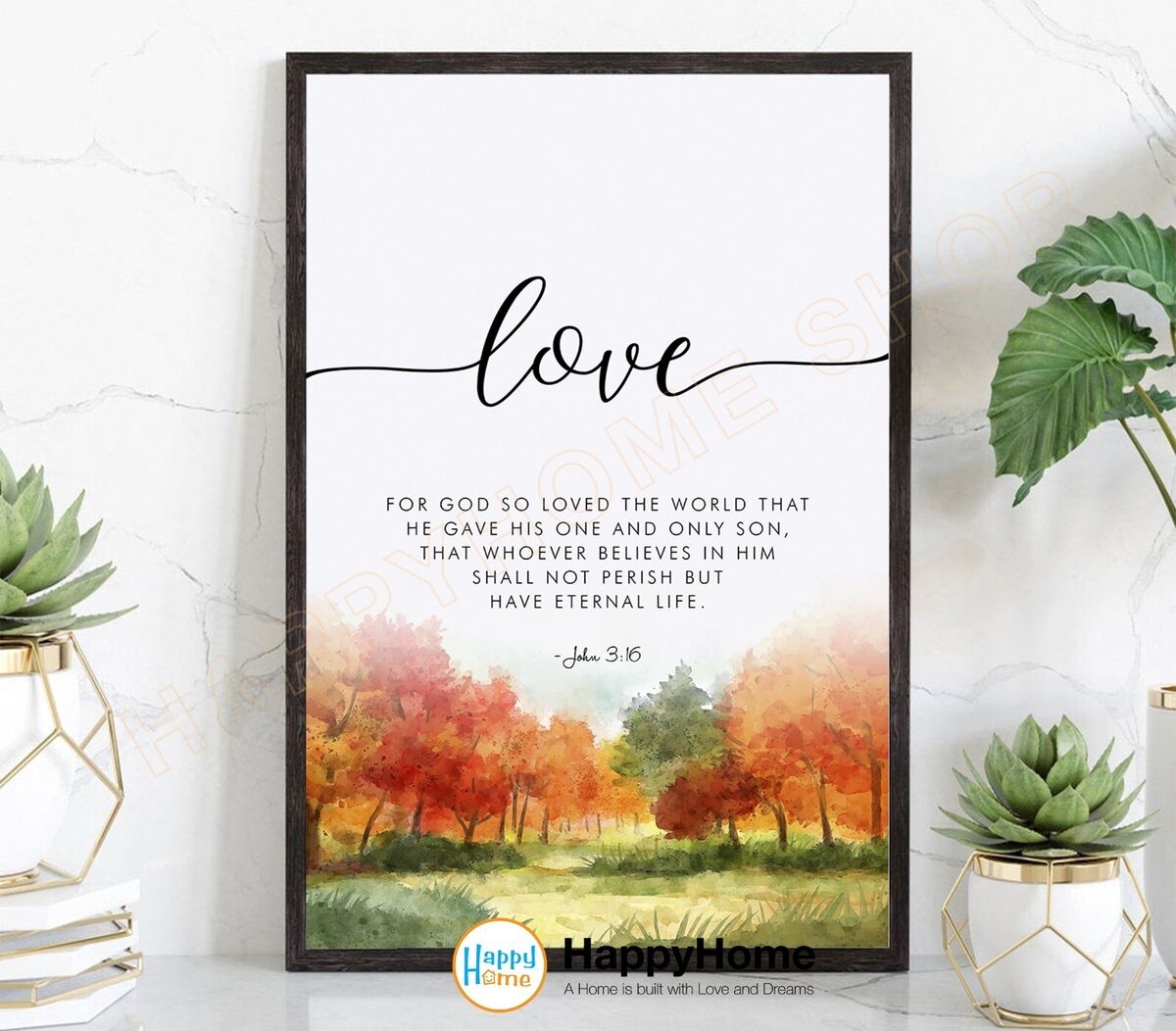 Love Bible Verse Wall Art Scripture Quote John 3 16 Christian Print Art P583 EBay