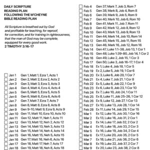 M cheyne Bible Reading Plan printable Etsy