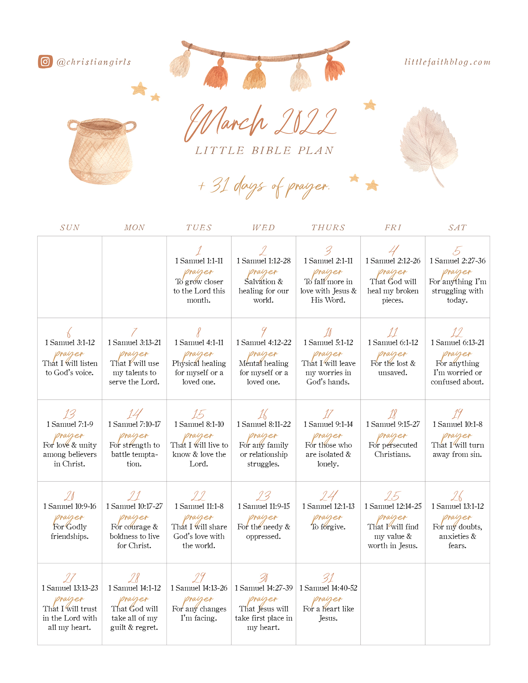 March 2022 Bible Reading Plan 31 Days Of Prayer Little Faith Blog