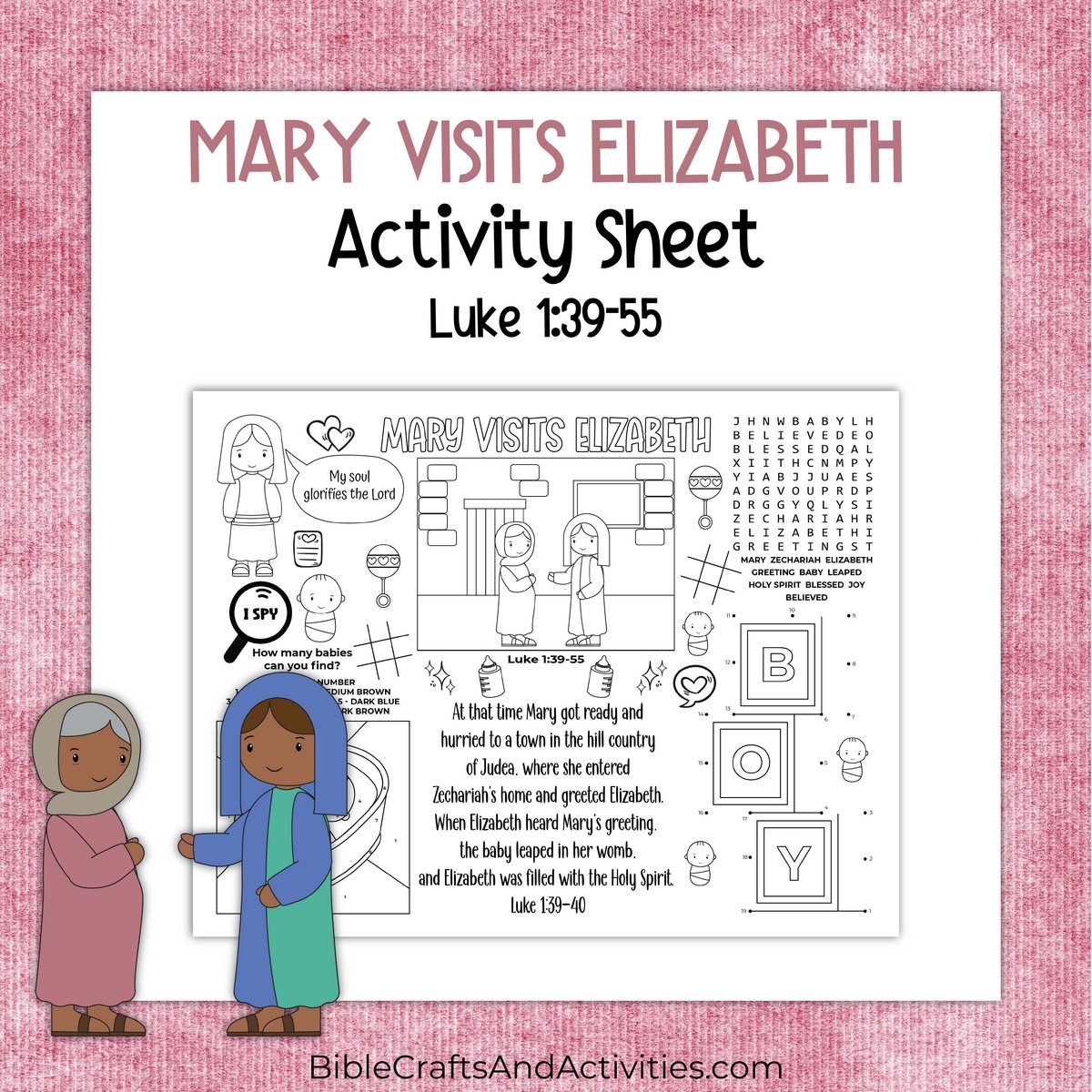 Mary Visits Elizabeth Activity Sheet Bible Crafts Shop