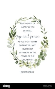 May The God Of Hope Fill You With All Joy And Peace Bible Verse Wall Art Print Baptism Gift Christmas Scripture Printable Romans 15 13 Stock Photo Alamy