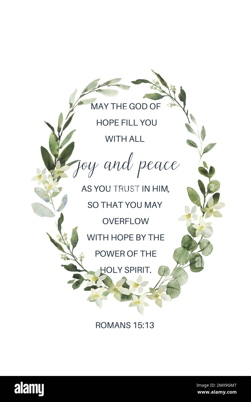 May The God Of Hope Fill You With All Joy And Peace Bible Verse Wall Art Print Baptism Gift Christmas Scripture Printable Romans 15 13 Stock Photo Alamy