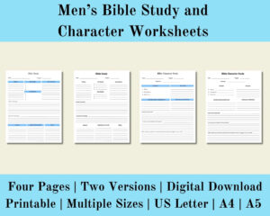 Men s Bible Study And Character Worksheets Digital Bible Study Bible Character Study Bible Reading Digital Download US Letter A4 A5 Etsy