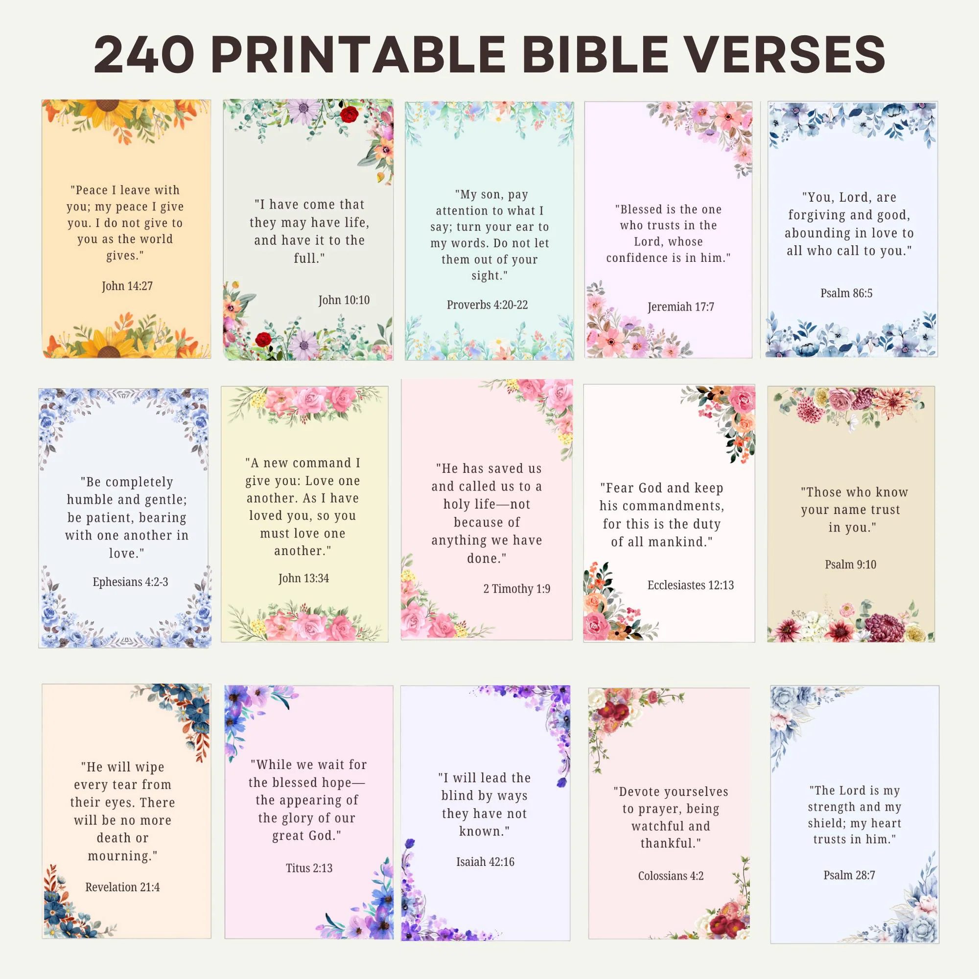 Mini Bible Verse Cards Scripture Memory Card Printable Christian Encouragement Set Pocket Faith Printables Etsy