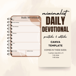 Minimalist Daily Devotional Printable Editable Template By