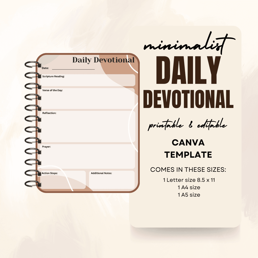 Minimalist Daily Devotional Printable Editable Template By 