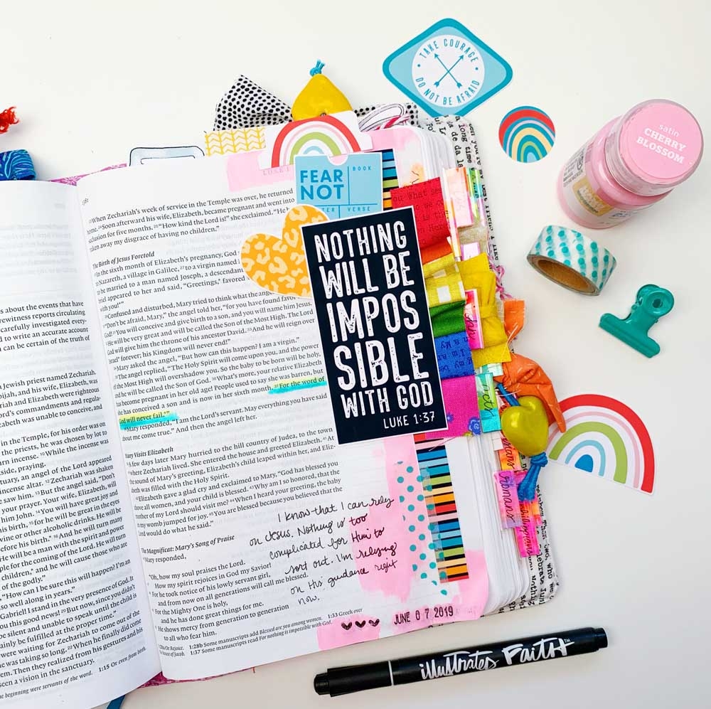 Mixed Media Hybrid Bible Journaling Nothing s Impossible For God Luke 1 37 Illustrated Faith