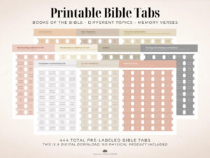 Modern And Elegant Printable Bible Tabs Neutral Color US