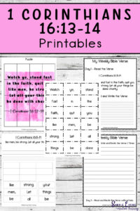 Monday Memory Verse 1 Corinthians 16 13 14 Printables Simple Living Creative Learning